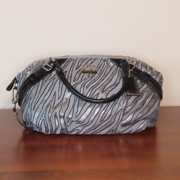COACH Madison large Sophia Lurex Zebra print Jacquard Satchel bag EUC 15927 - Picture 1 of 13